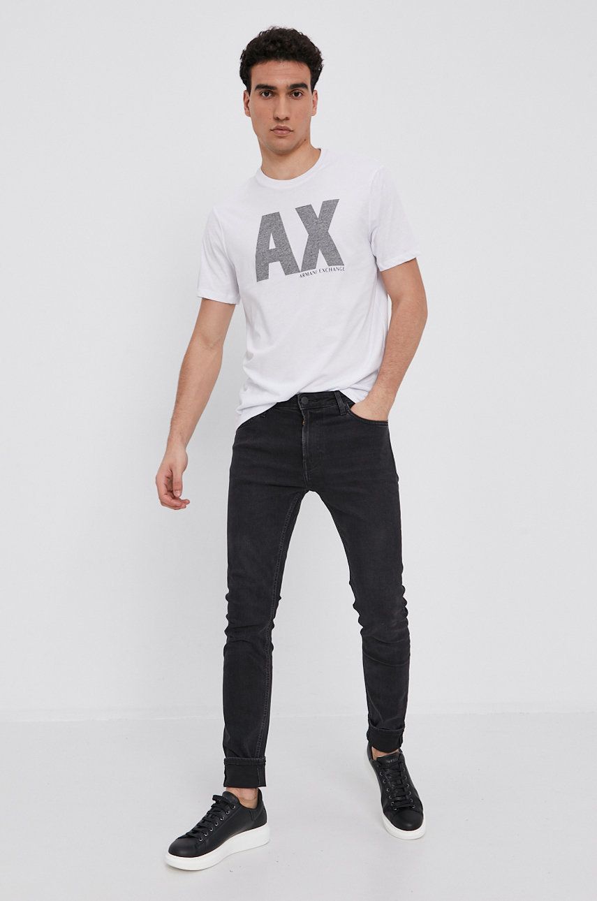 Armani Exchange Regular Fit White Grey Tshirt