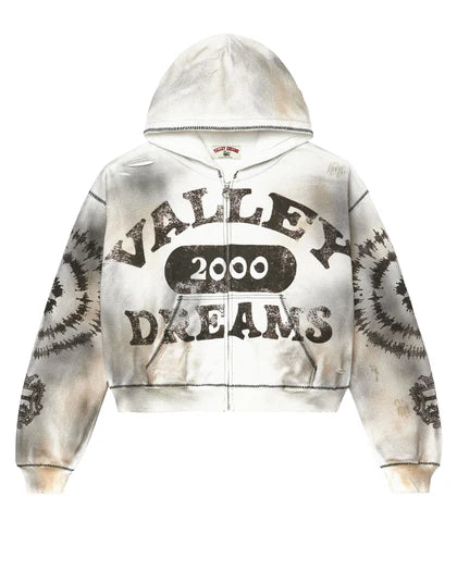 Valley SPIRAL ZIP UP HOODIE [ASH GREY]