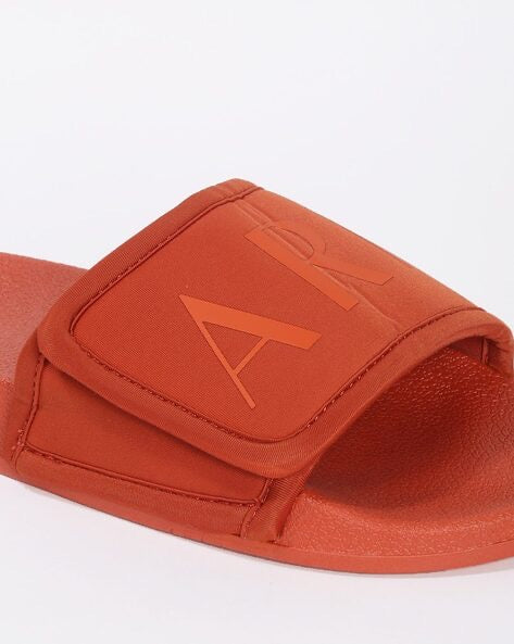 Armani exchange icon logo single strap slides Sandals (orange)