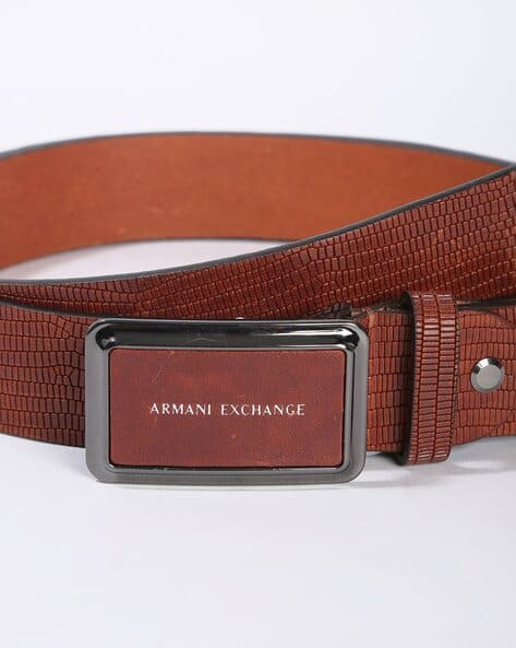 ARMANI EXCHANGE
Croc-Embossed Brown Leather Belt