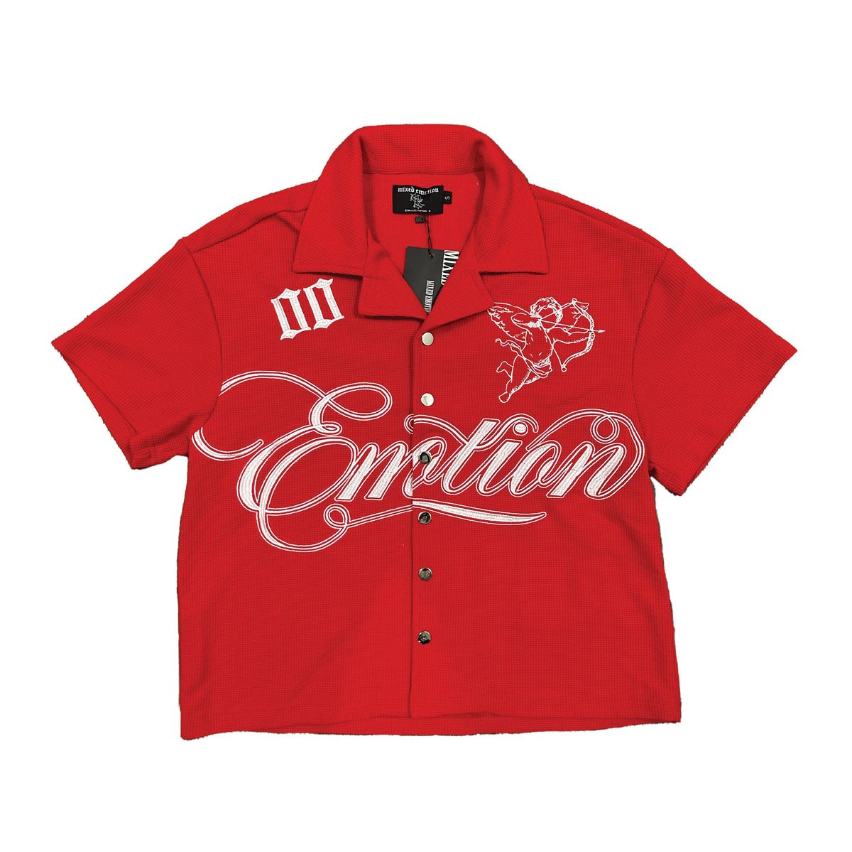 Mix emotion Red Signature Button Up Short sets