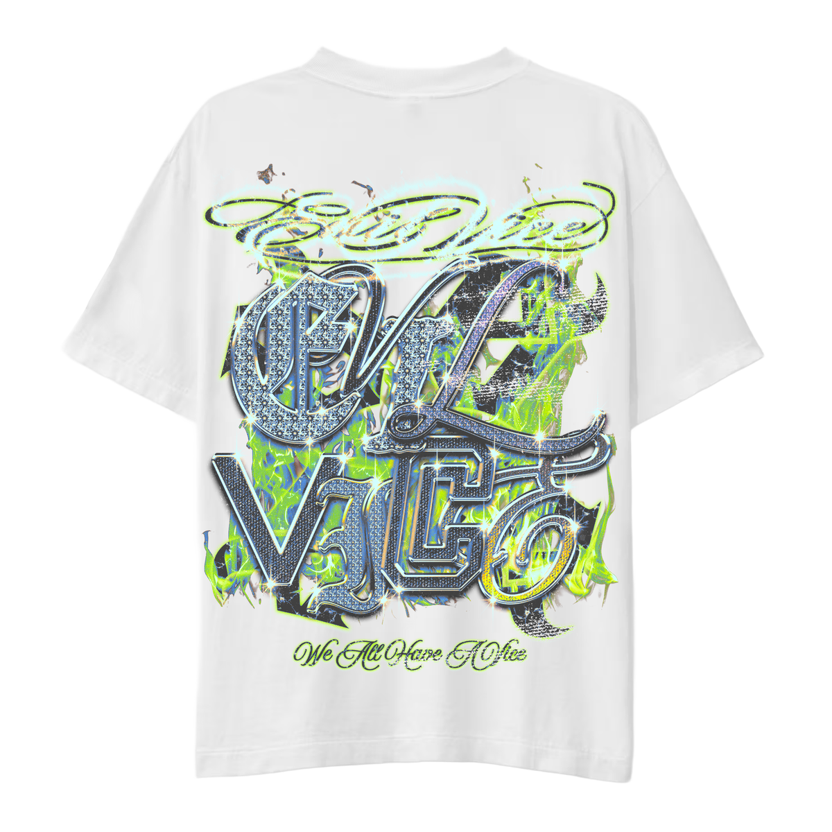 Evil Vice Flame Lips Tee – White (EVS25-22)