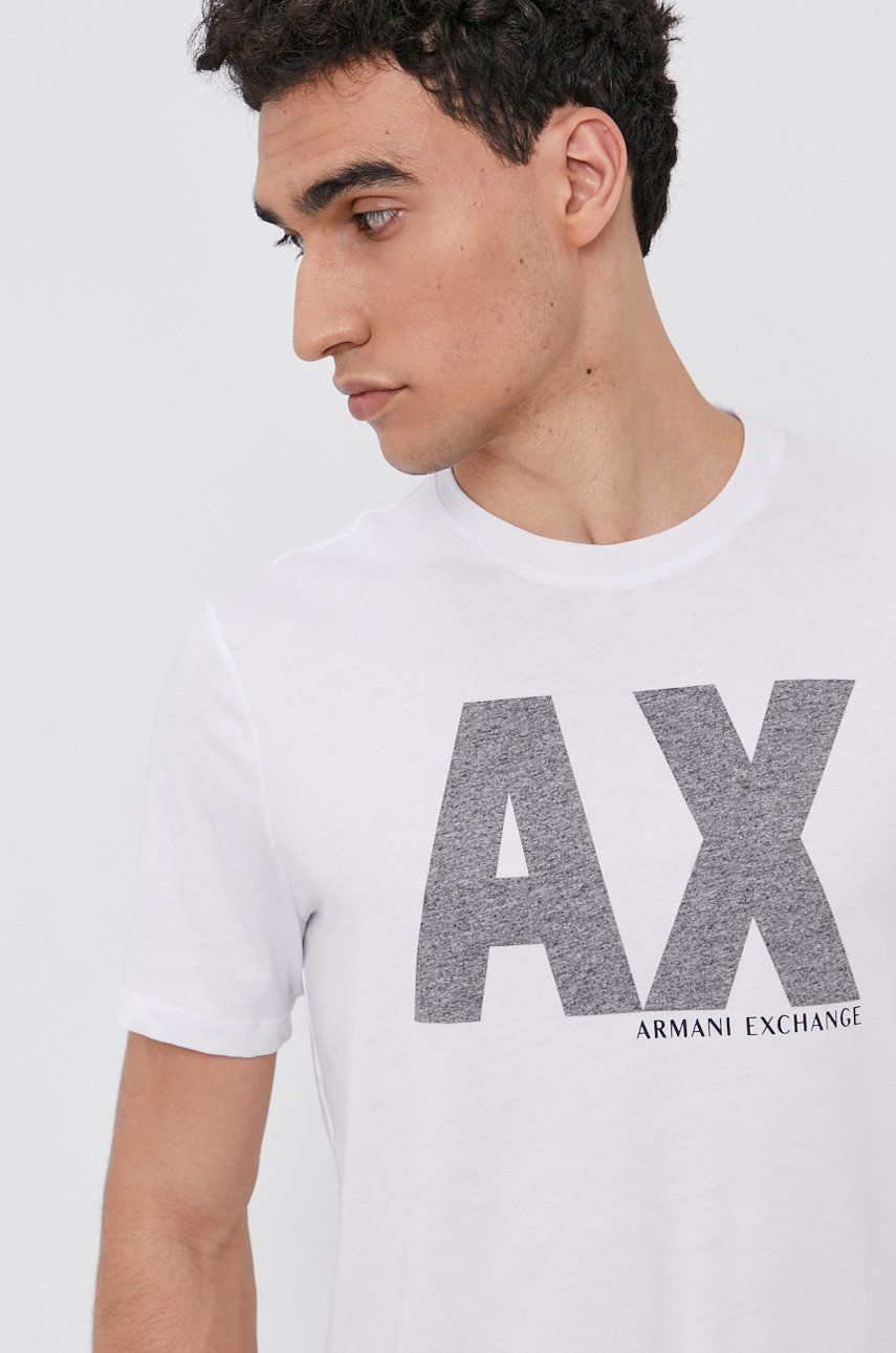 Armani Exchange Regular Fit White Grey Tshirt