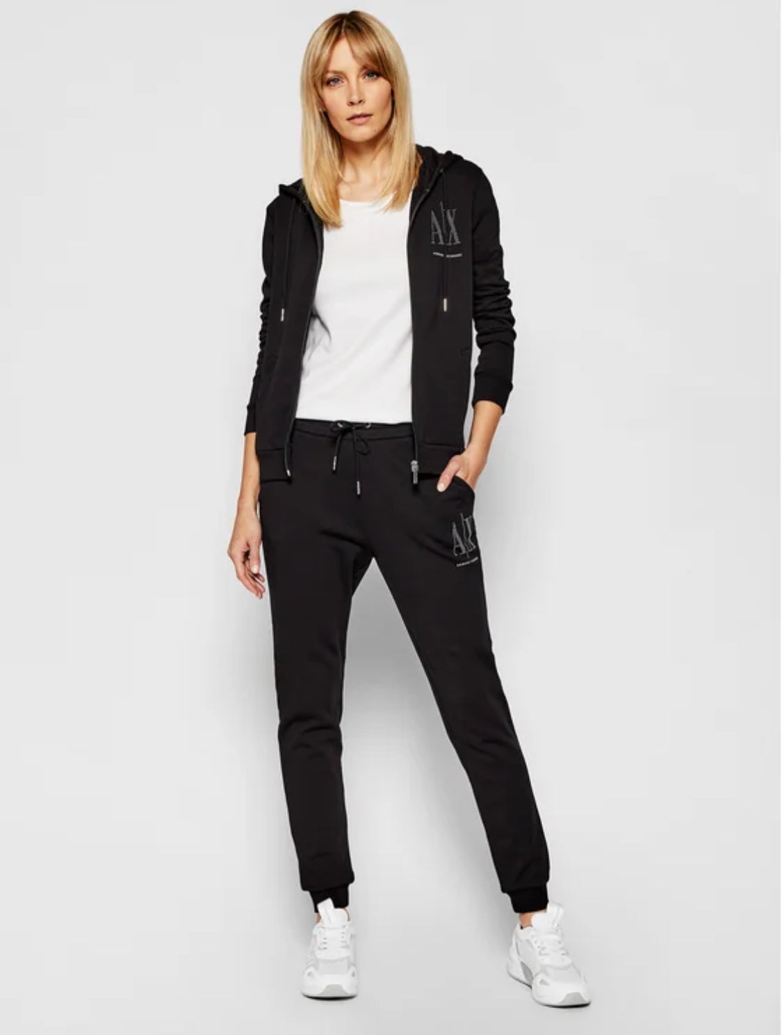armani exchange sweatpants black silver stud