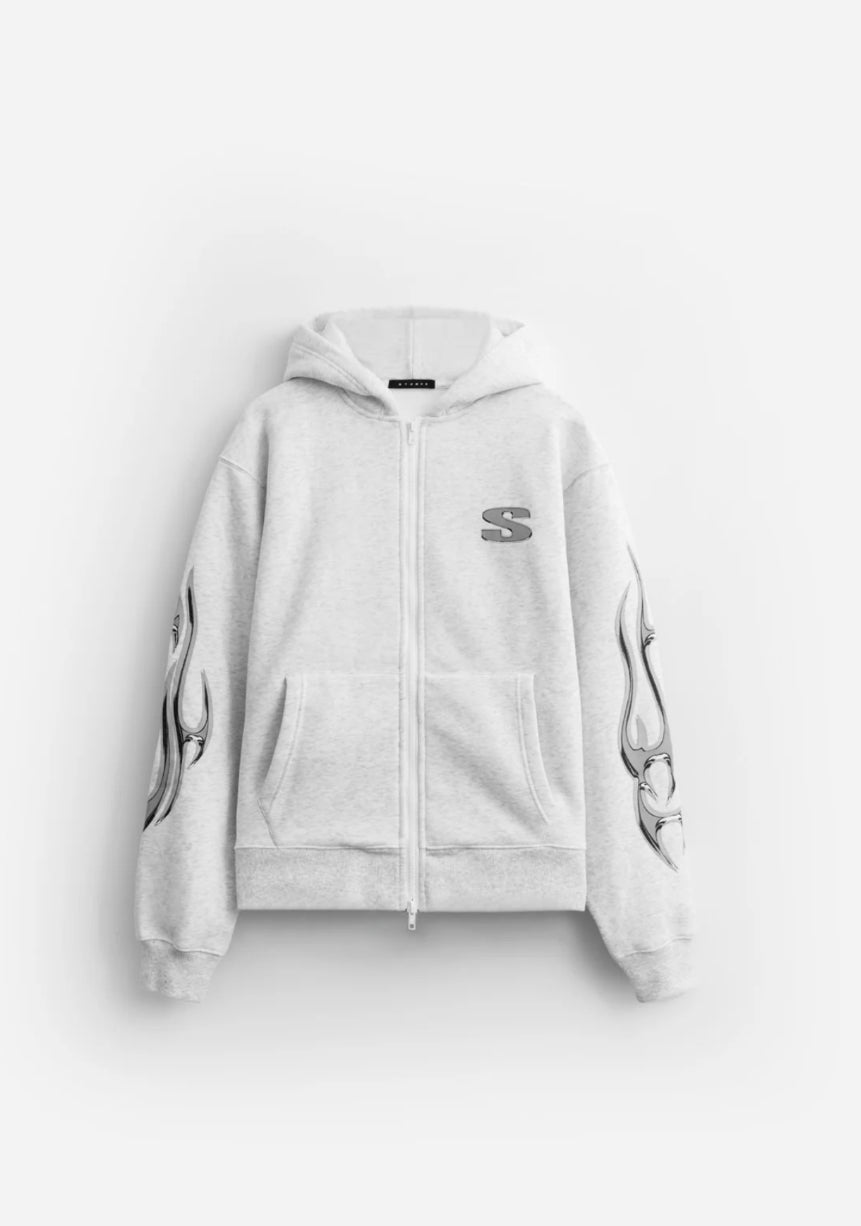 STAMPD CHROME FLAME ZIP HOODIE