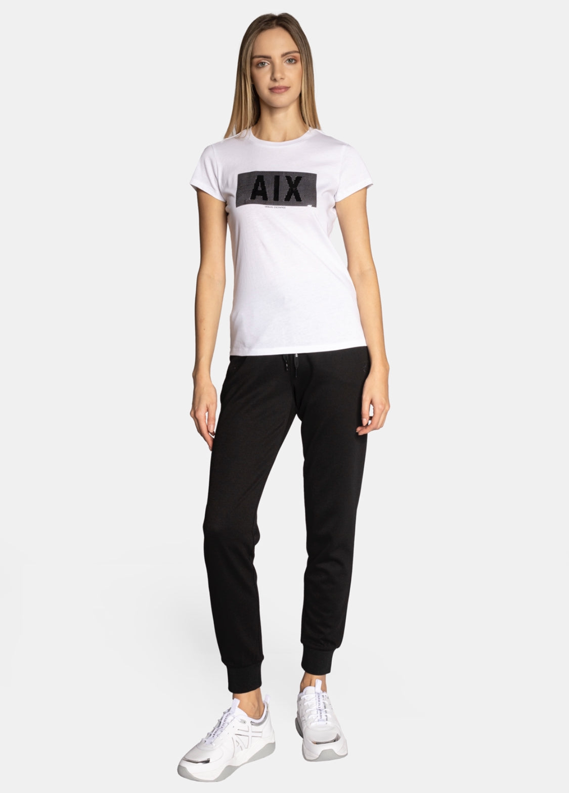armani exchange jet black women trousers