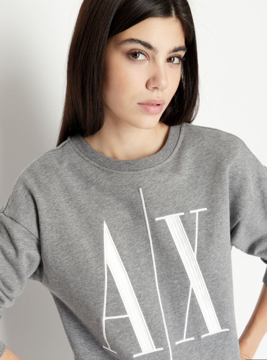 armani exchange grey Icon logo crew neck sweatshirt