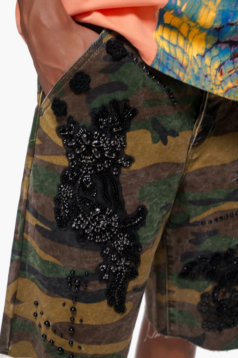 The Trnchs STITCHED - Camo Denim Shorts