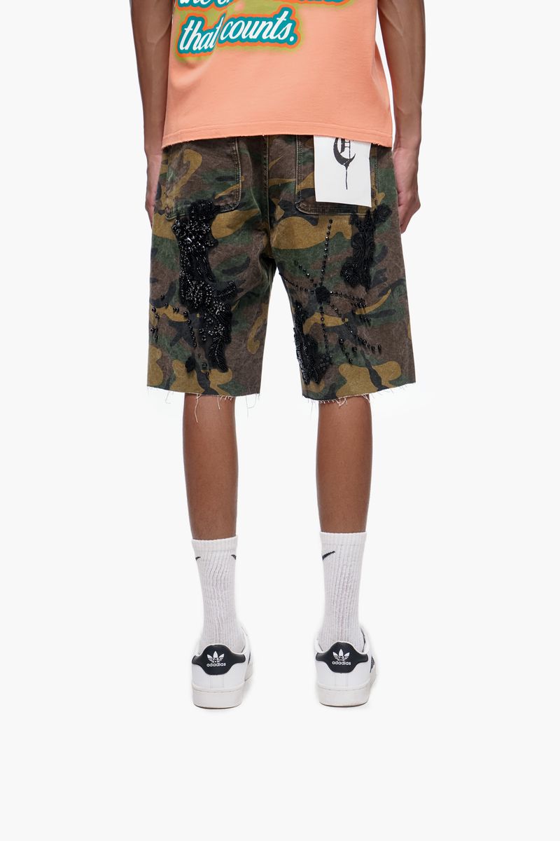 The Trnchs STITCHED - Camo Denim Shorts