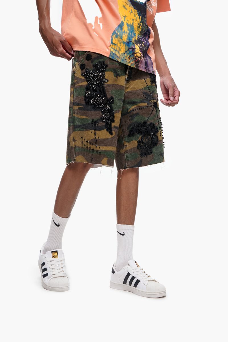 The Trnchs STITCHED - Camo Denim Shorts