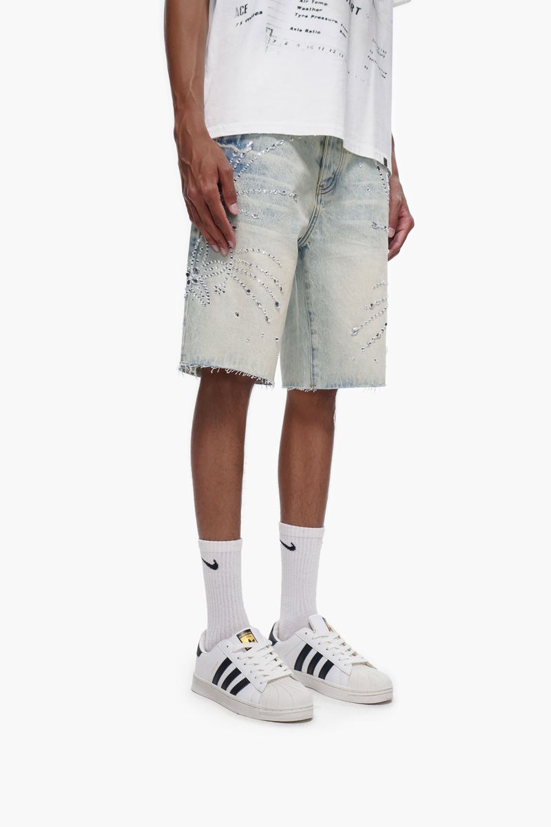 The Trnchs VENOM - Light Blue Wash Denim Shorts