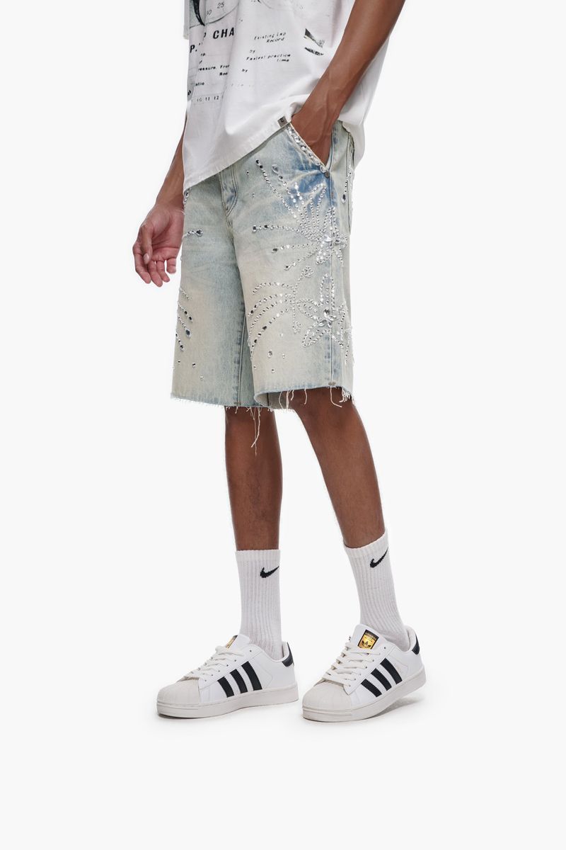 The Trnchs VENOM - Light Blue Wash Denim Shorts