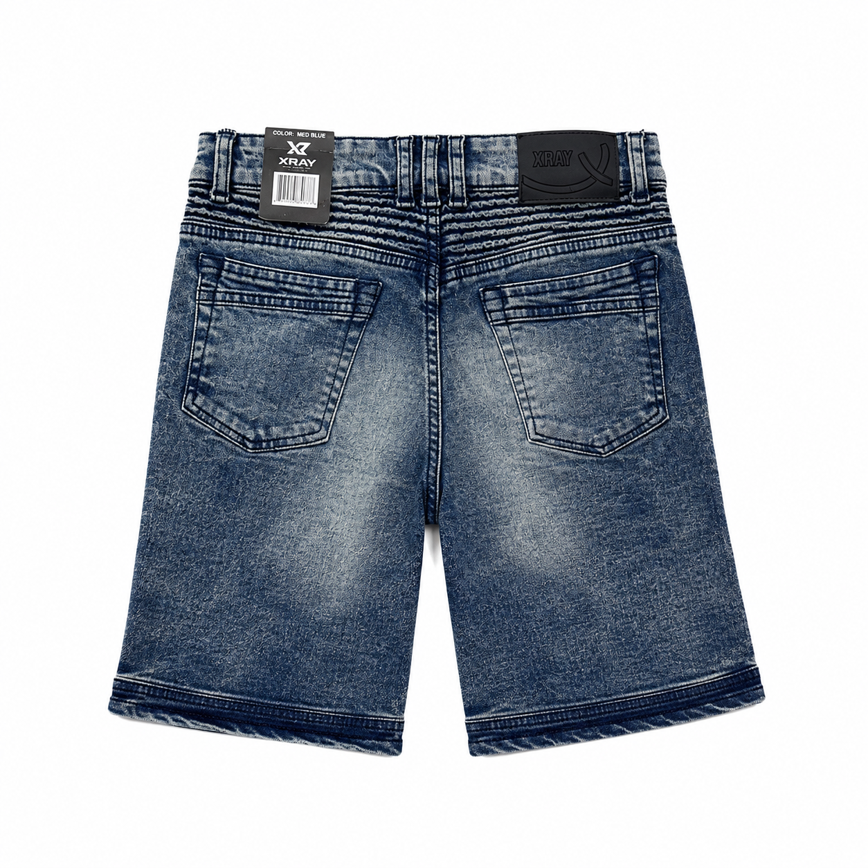 XRAY Jeans Boys Moto Denim Shorts – Stretch Medium Blue Biker Jean Shorts