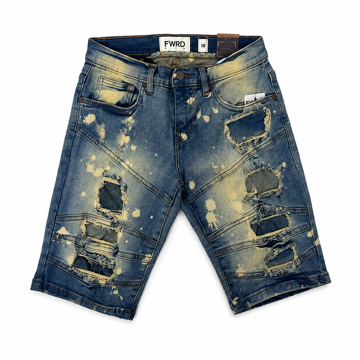 FWRD Denim Boys Distressed Stretch Denim Shorts – Light Tint Wash | Slim Fit | Kids Jean Shorts