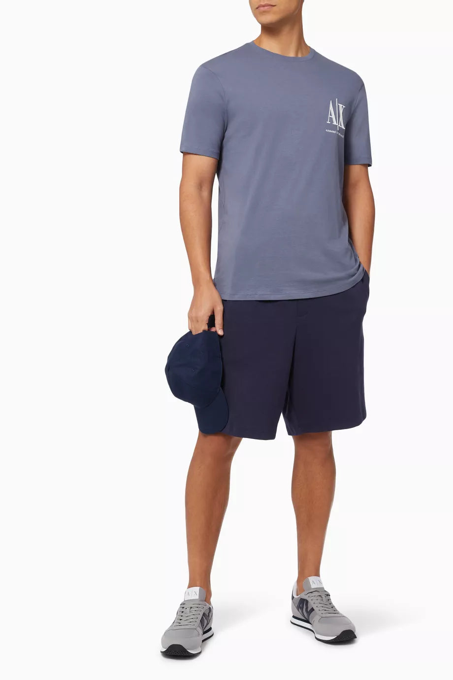 Armani Exchange Icon Logo AIX Steel Blue T-Shirts