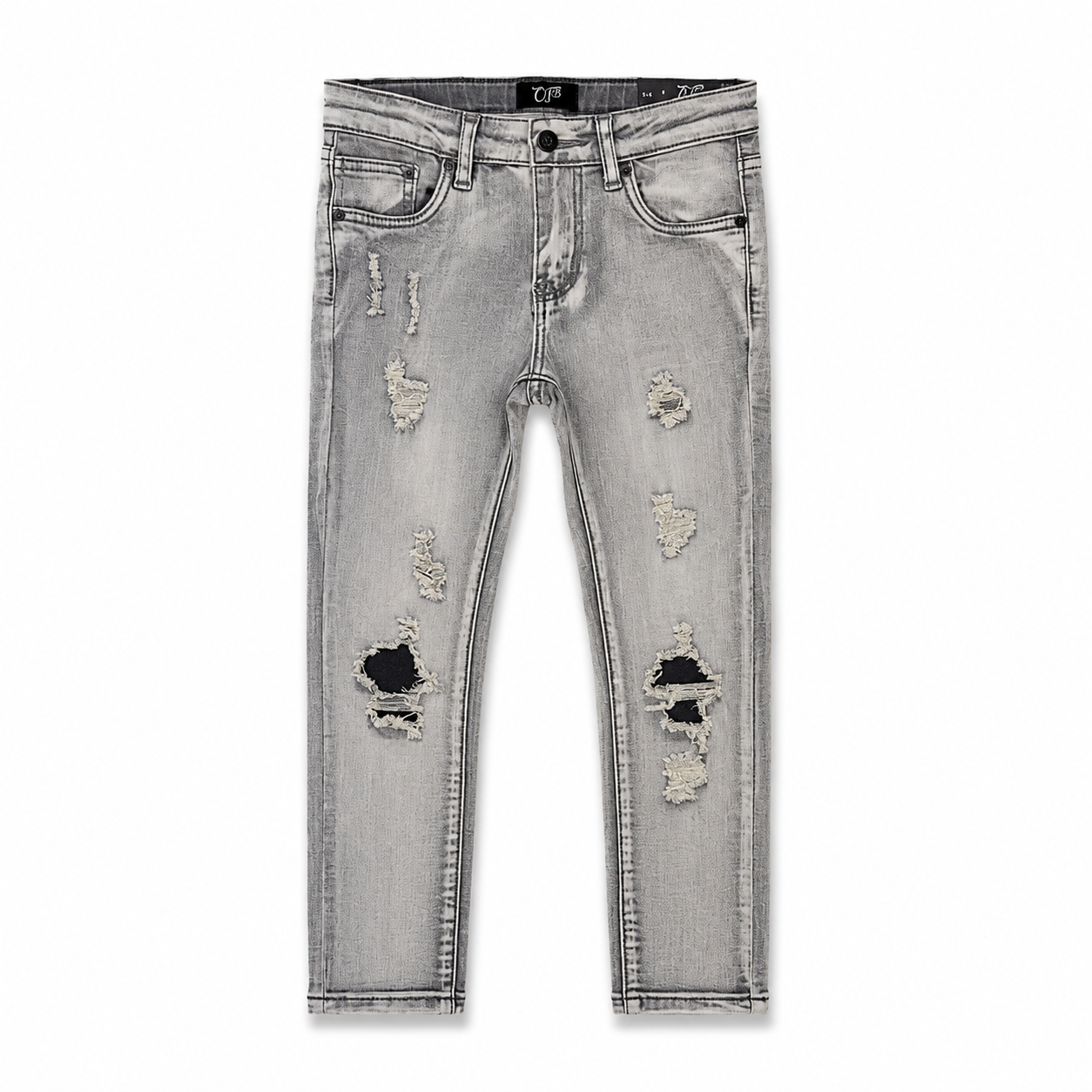 Ops Boys Slim Stretch Grey/Black Jeans – Size 5/6