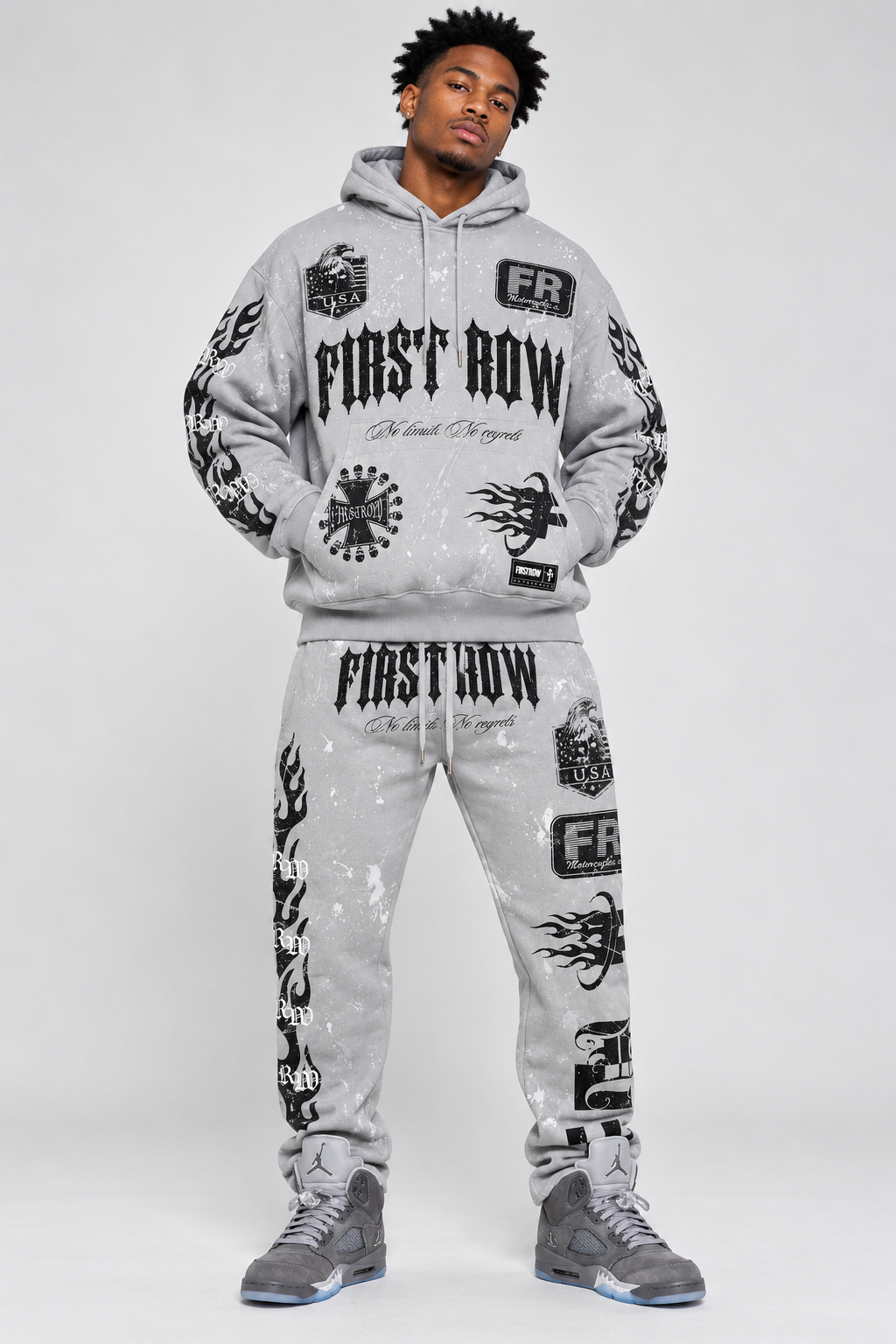 FIRST ROW DENIM NO LIMITS NO REGRETS HOODIE & PANTS SETS