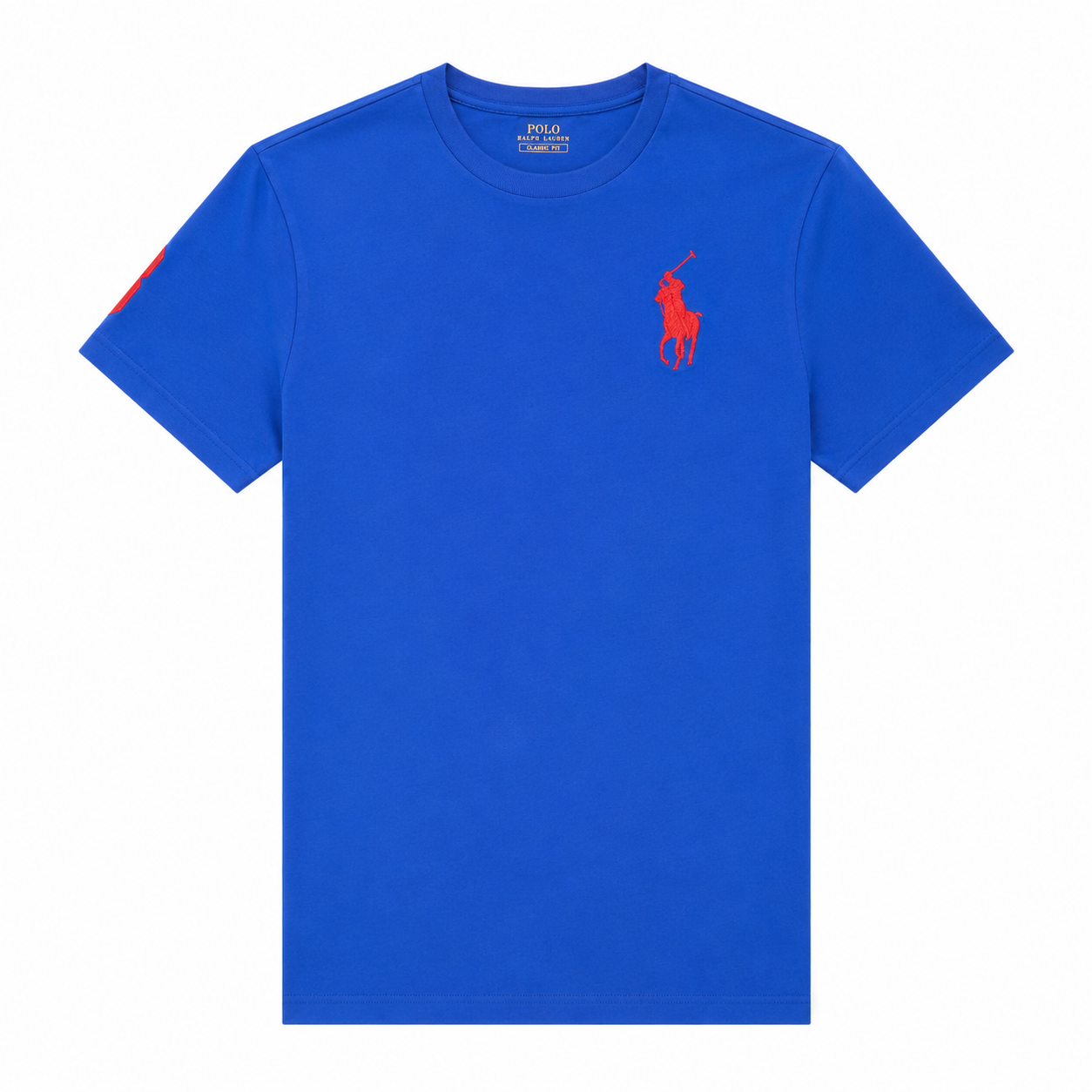 Polo Ralph Lauren Boys Crew Neck T-Shirt – Royal Blue with Signature Sleeve Patch – Kids Cotton Tee