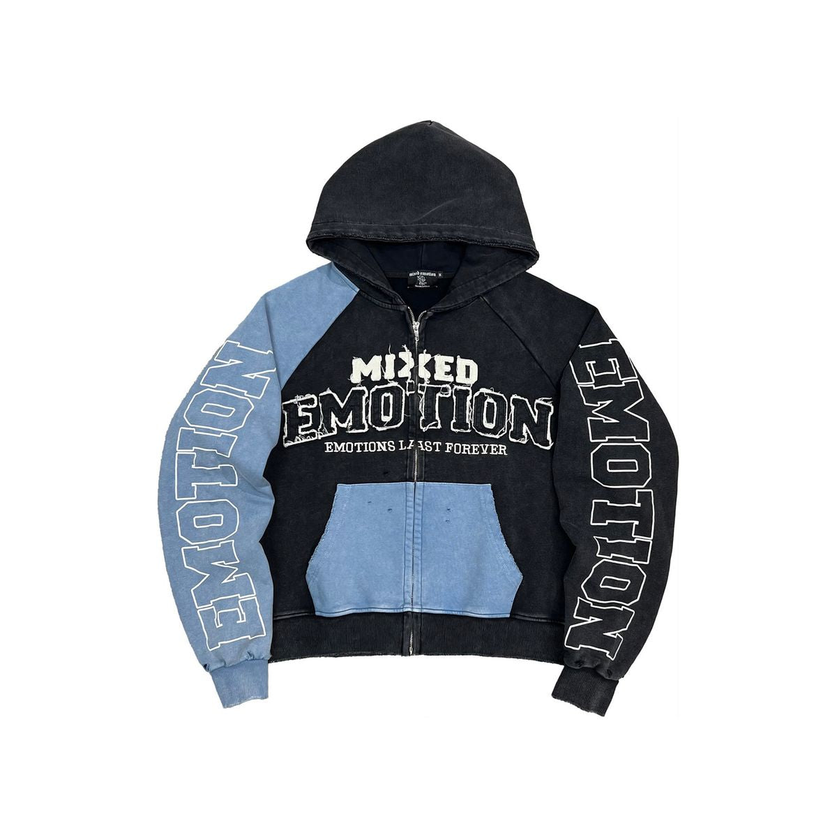 MIXED EMOTION “SPLIT DECISION” BLUE HOODIE