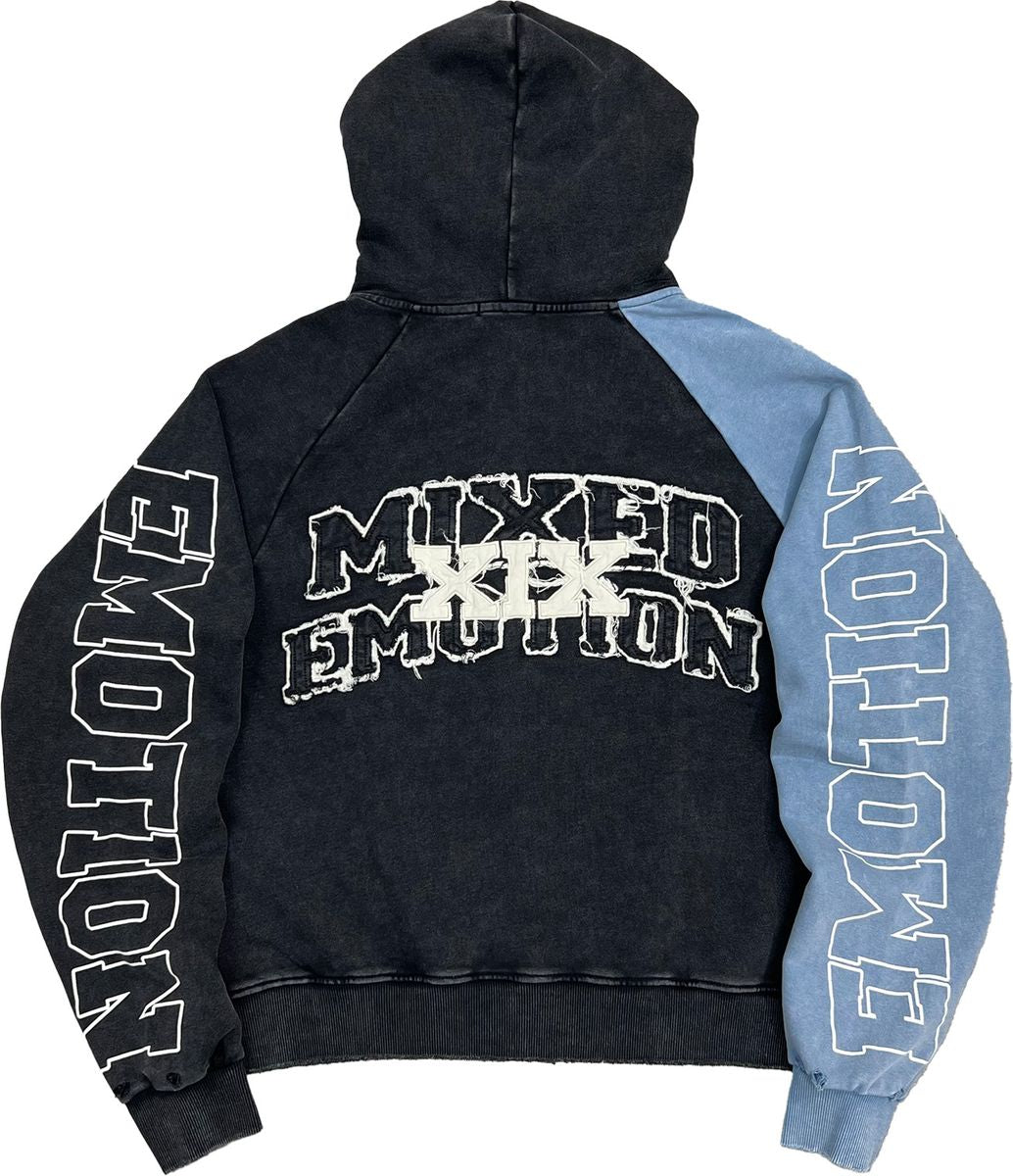 MIXED EMOTION “SPLIT DECISION” BLUE HOODIE