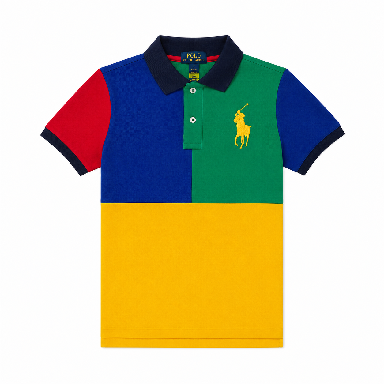 New Polo Ralph Lauren Boys Big Pony Colorblock Polo Shirt Spectre Green Multi