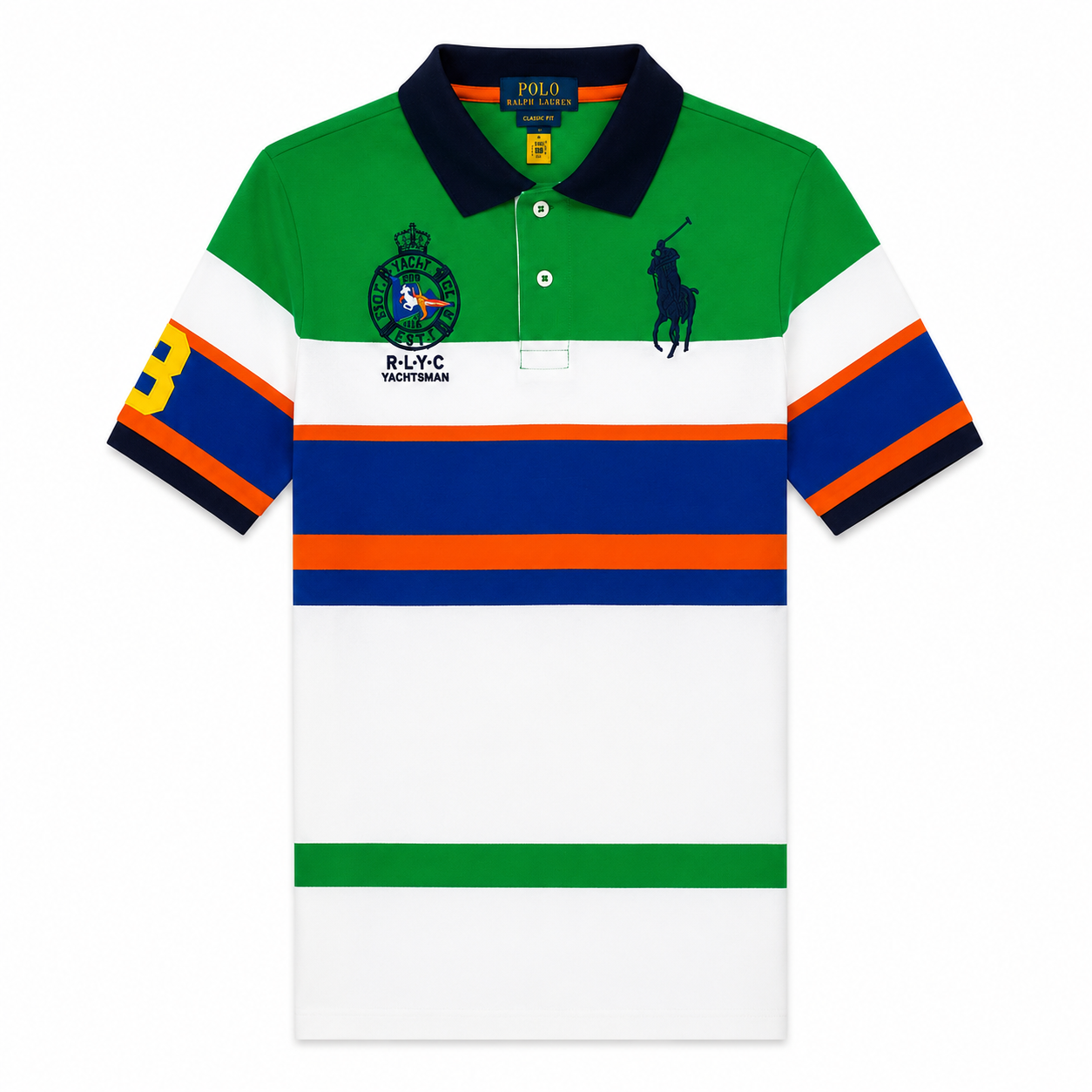 Polo Ralph Lauren Boys Big Pony Striped Polo Shirt Green/White/Blue
