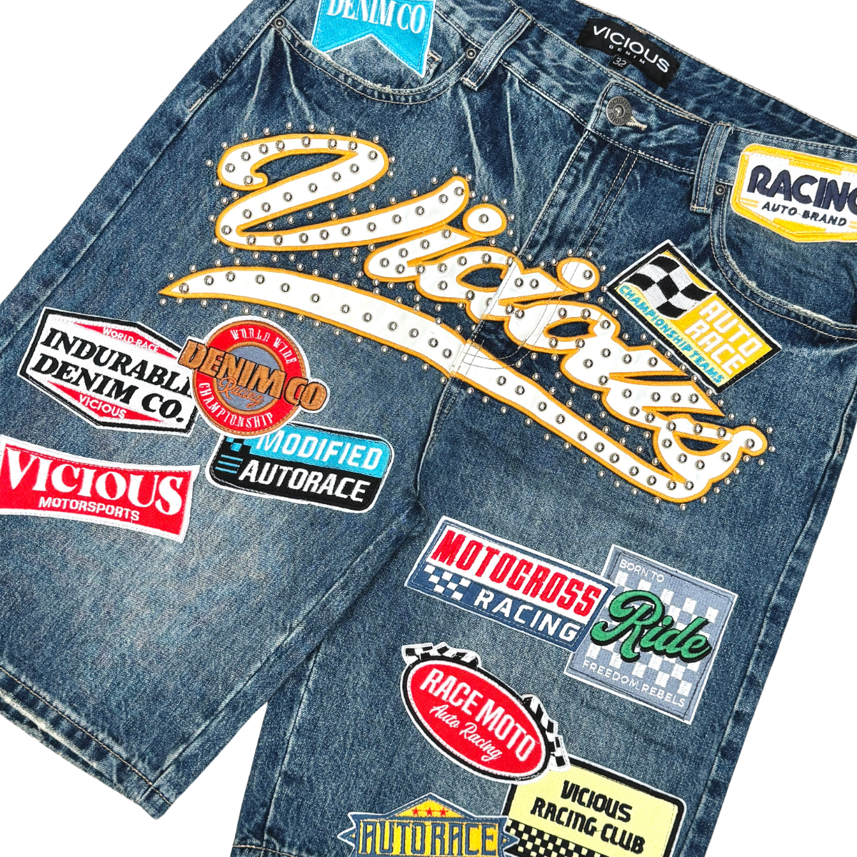 Vicious PATCH DENIM SHORTS