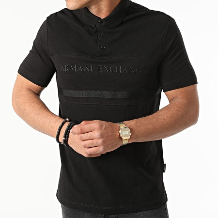 Armani Exchange Black Panel Logo Polo