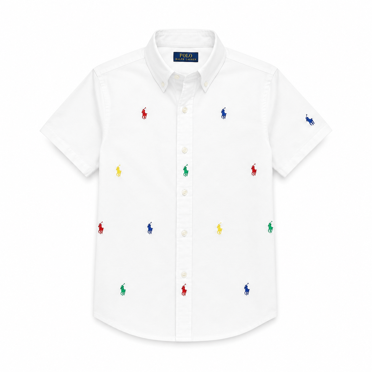 Polo Ralph Lauren Boys White Spectre Multi Pony Short Sleeve Button