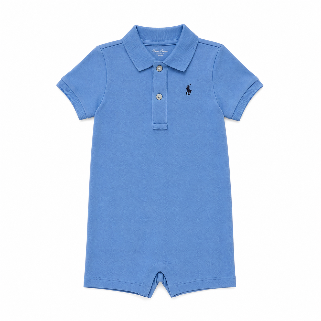 Polo Ralph Lauren Baby Boys Blue Cotton Mesh Polo Romper