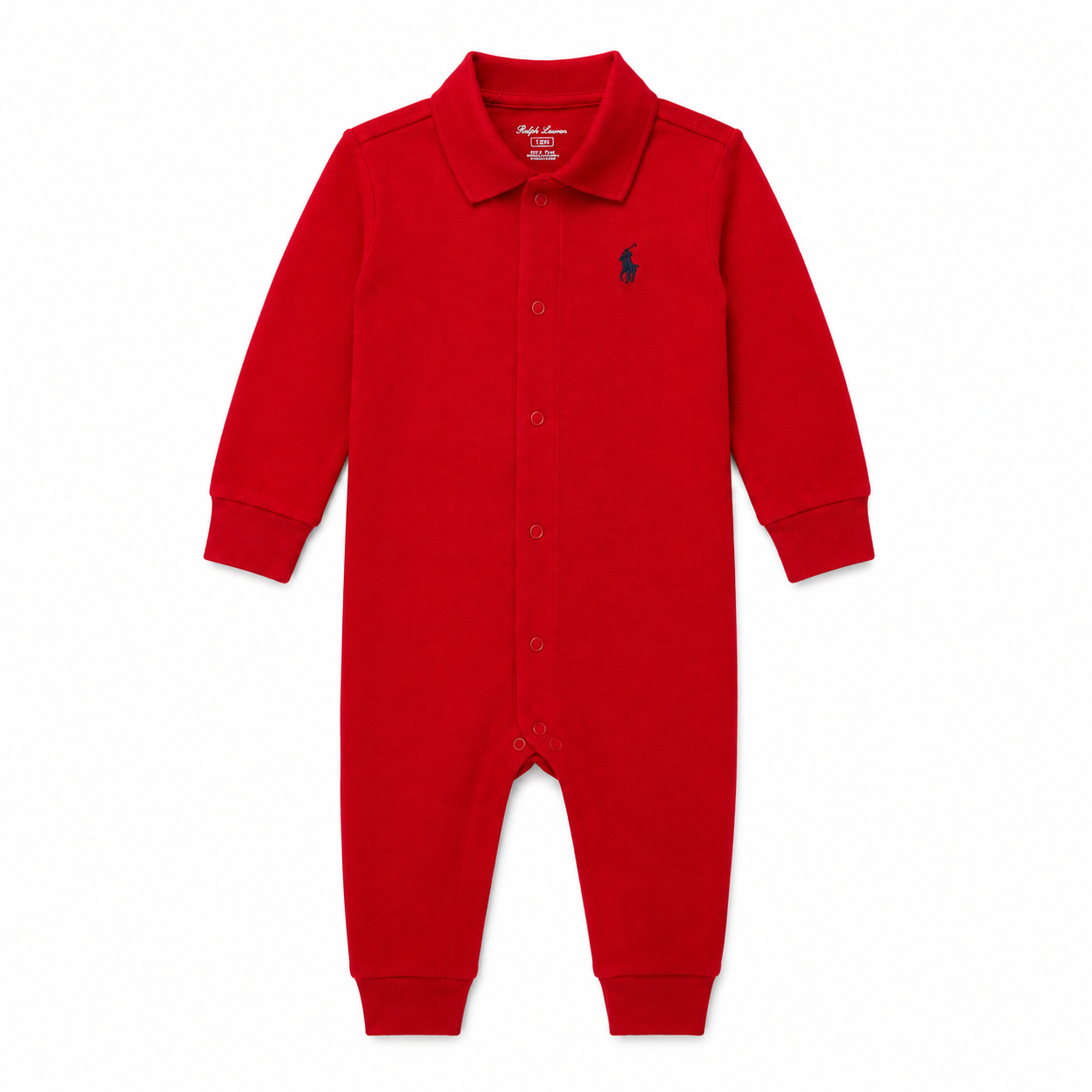 Polo Ralph Lauren Toddler Boys Red Long Sleeve Polo Sleeper Romper in