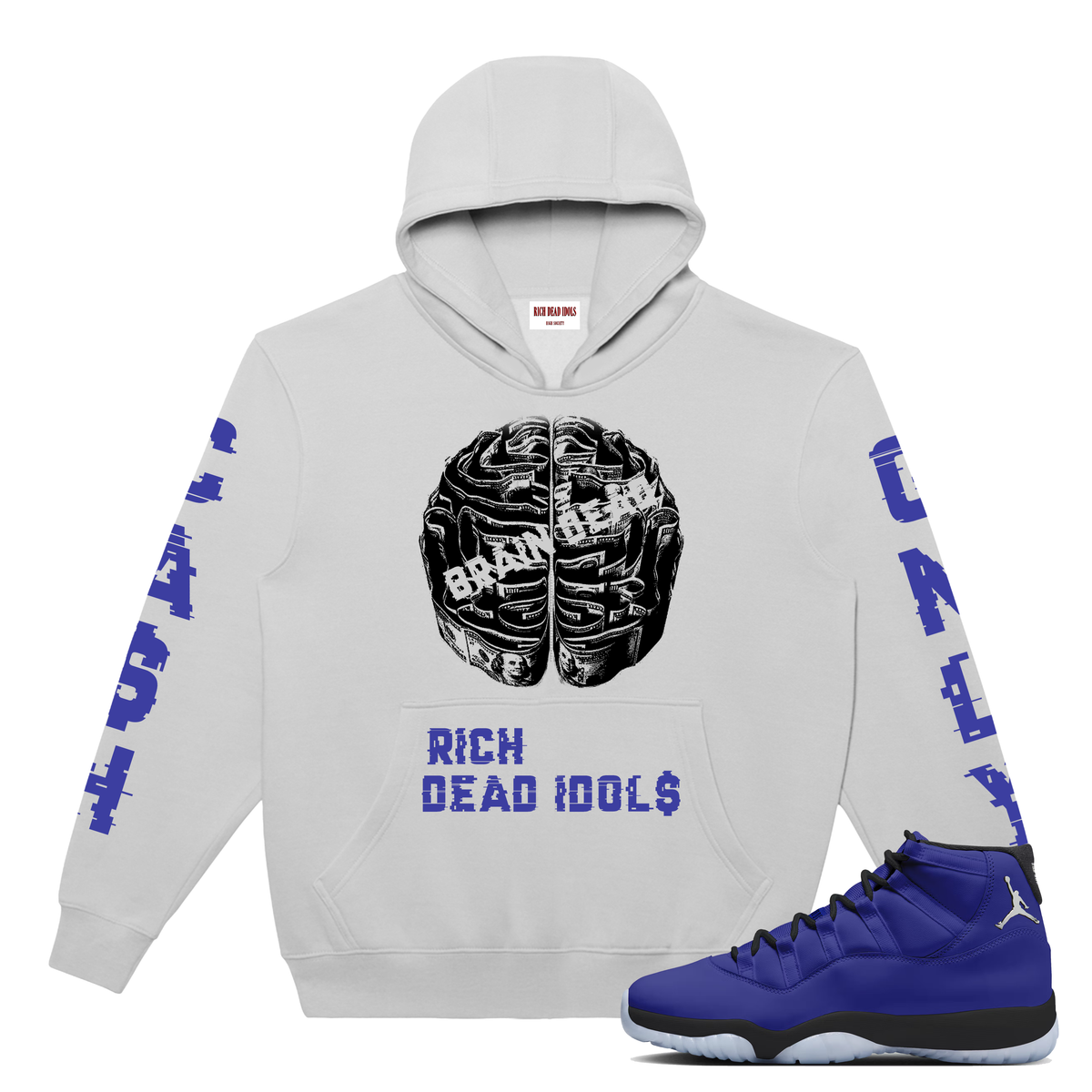 RICH DEAD IDOLS "WE CONTROL THE MONEY" HOODIE GREY