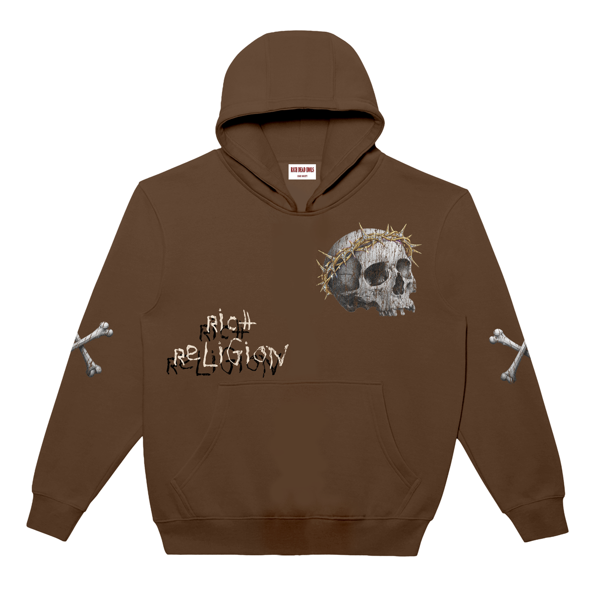 RICH DEAD IDOLS "RICH RELIGION" HOODIE BROWN