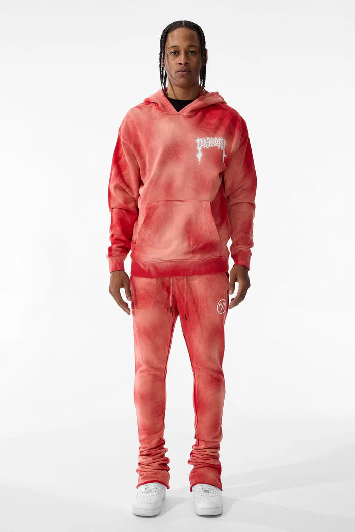 Jordan Craig Afterlife Pullover Hoodie and STACKED SWEATPANTS sets (Red) 8631H