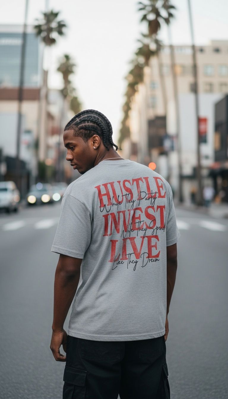 HUSTLE INVEST LIVE - HEATHER GREY T-SHIRT