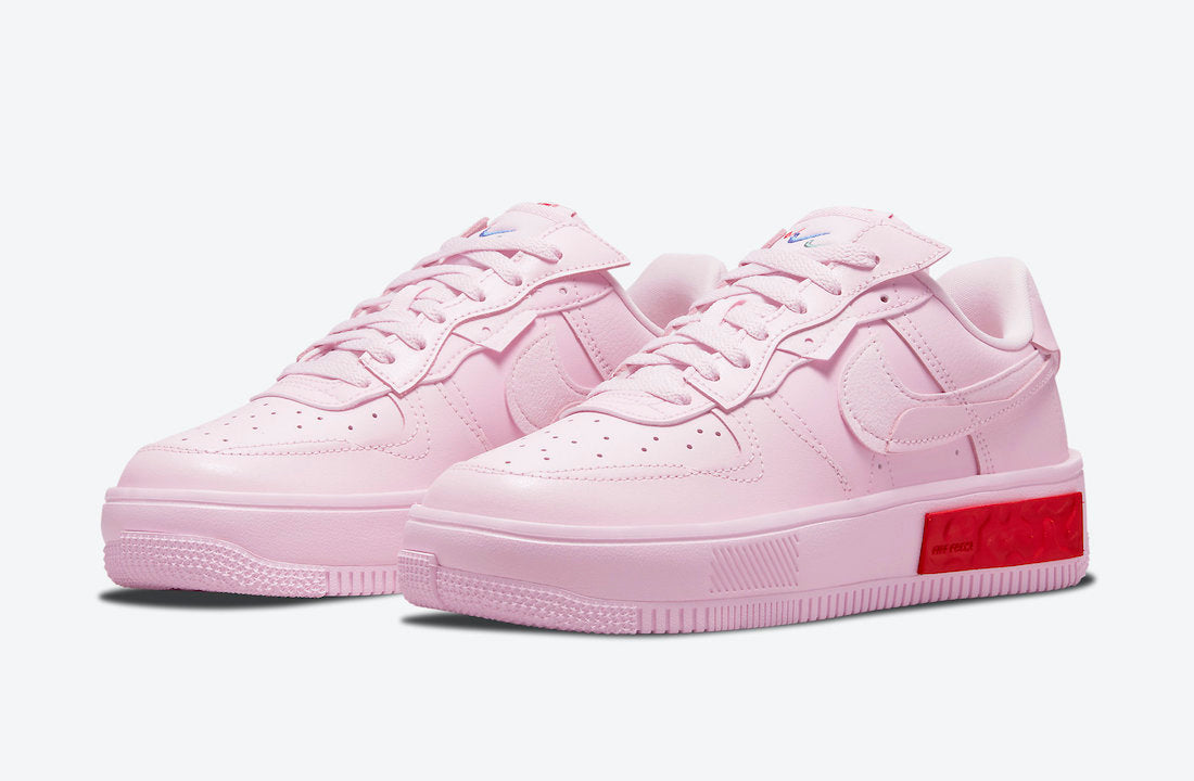 NIKE AIR FORCE 1 FONTANKA IN PINK WITH RED REACT FOAM BLOCKS
