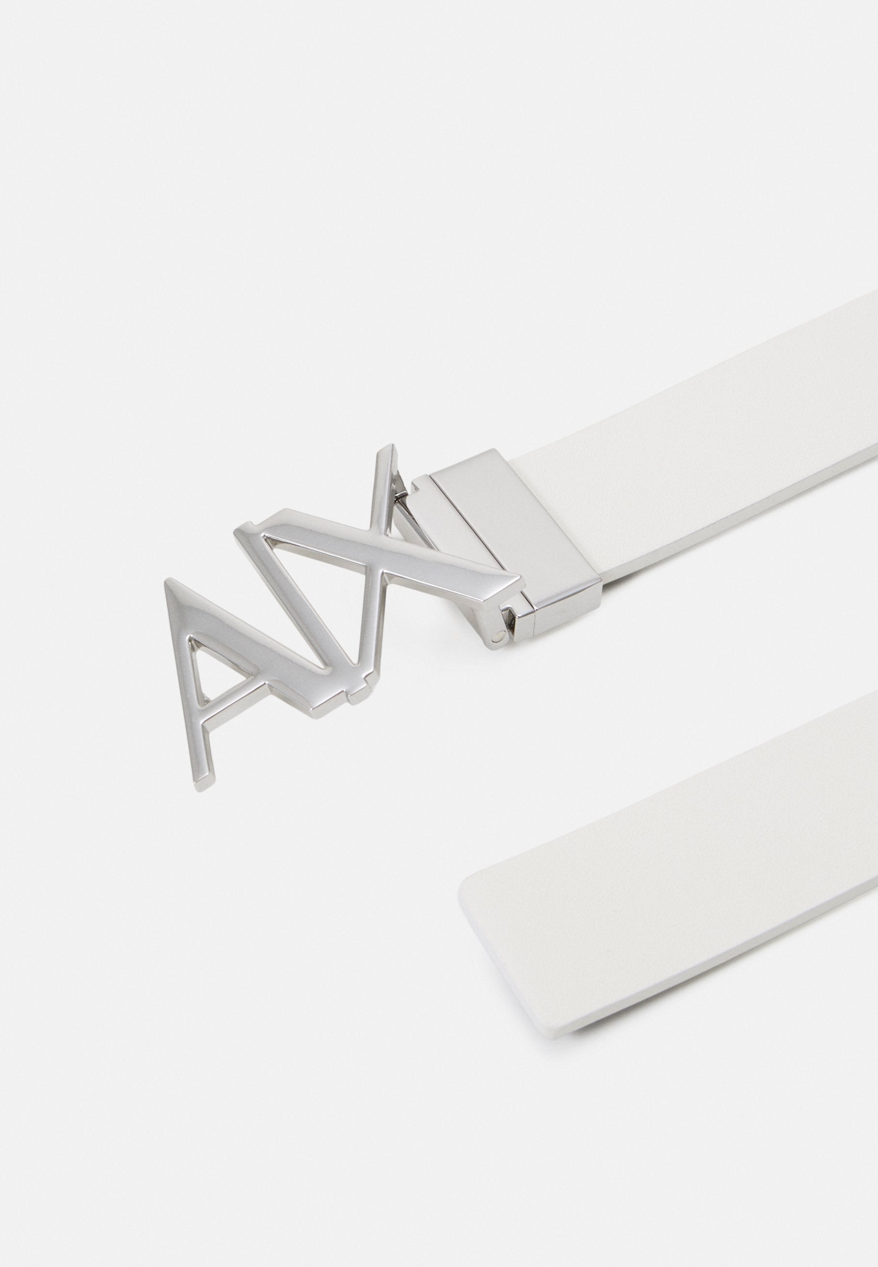 ARMANI EXCHANGE REVERSIBLE LEATHER BELT WITH CHROME METAL LOGO BUCKLE