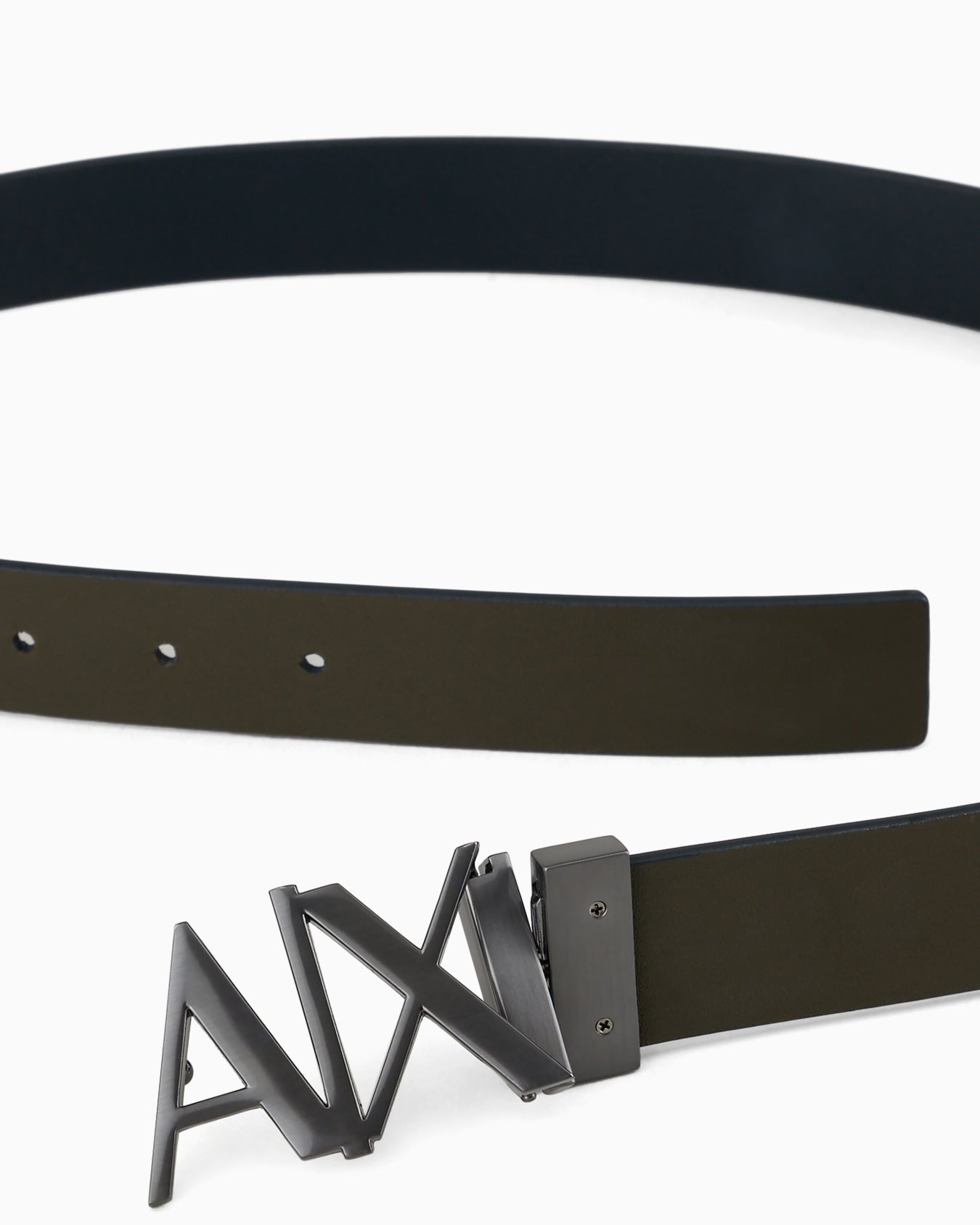 ARMANI EXCHANGE DOUBLE-SIDED LEATHER BELT NAVY