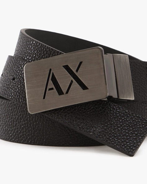 Armani Exchange Reversible Belt Black Leather