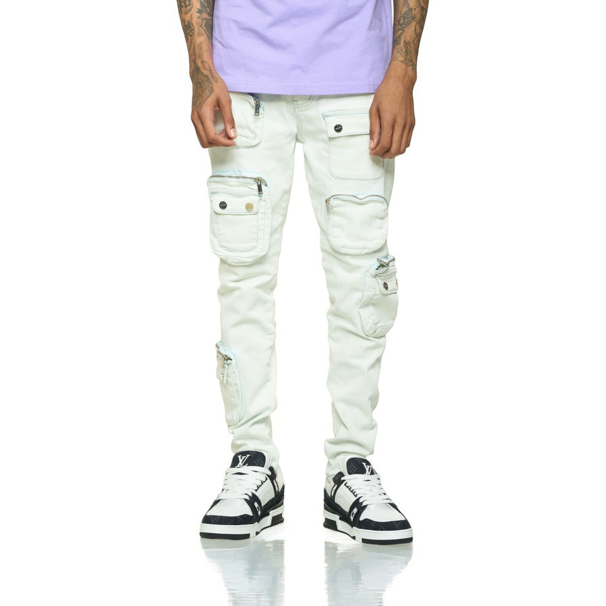 PHEELINGS

"LUCID DREAMS" CARGO SKINNY DENIM (FADED LIGHT BLUE)