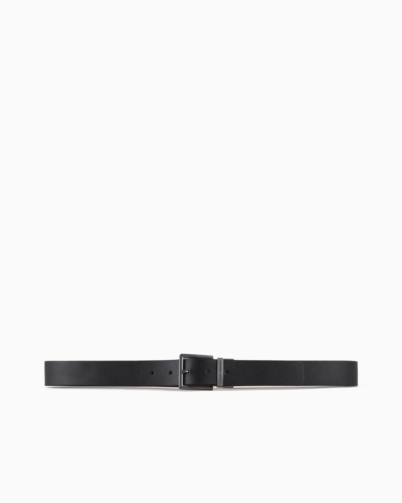 Armani Exchange Black ,Brown LEATHER BELT WITH RECTANGULAR BUCKLE