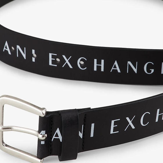 ARMANI EXCHANGE Mens Leather Belt Black/White