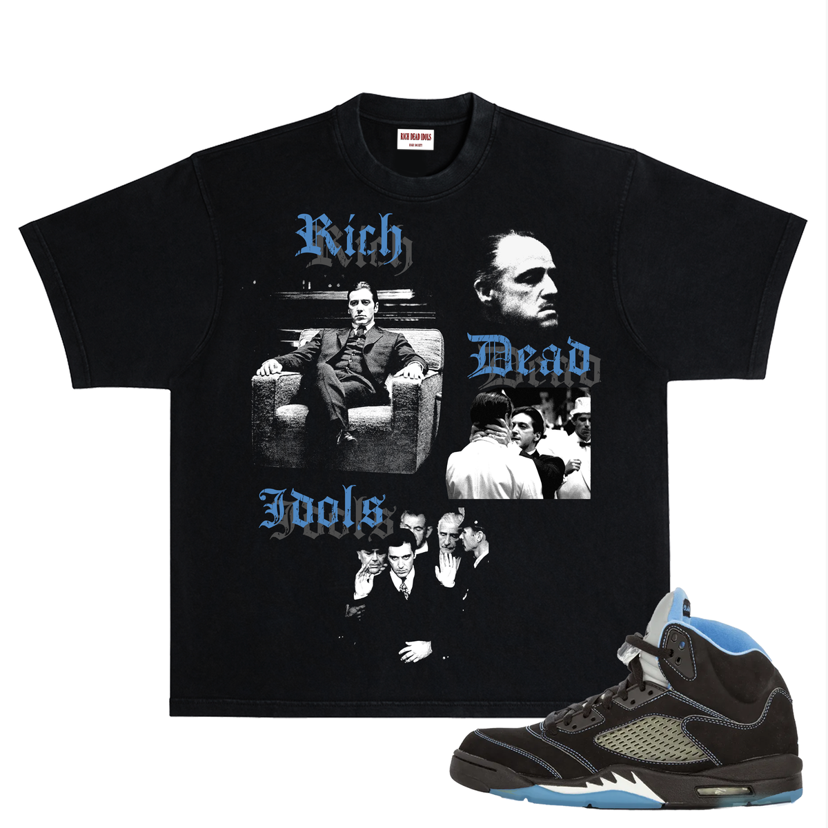 Rich Dead Idols"MICHAEL CORLEONE" T-SHIRT BLACK AND BLUE