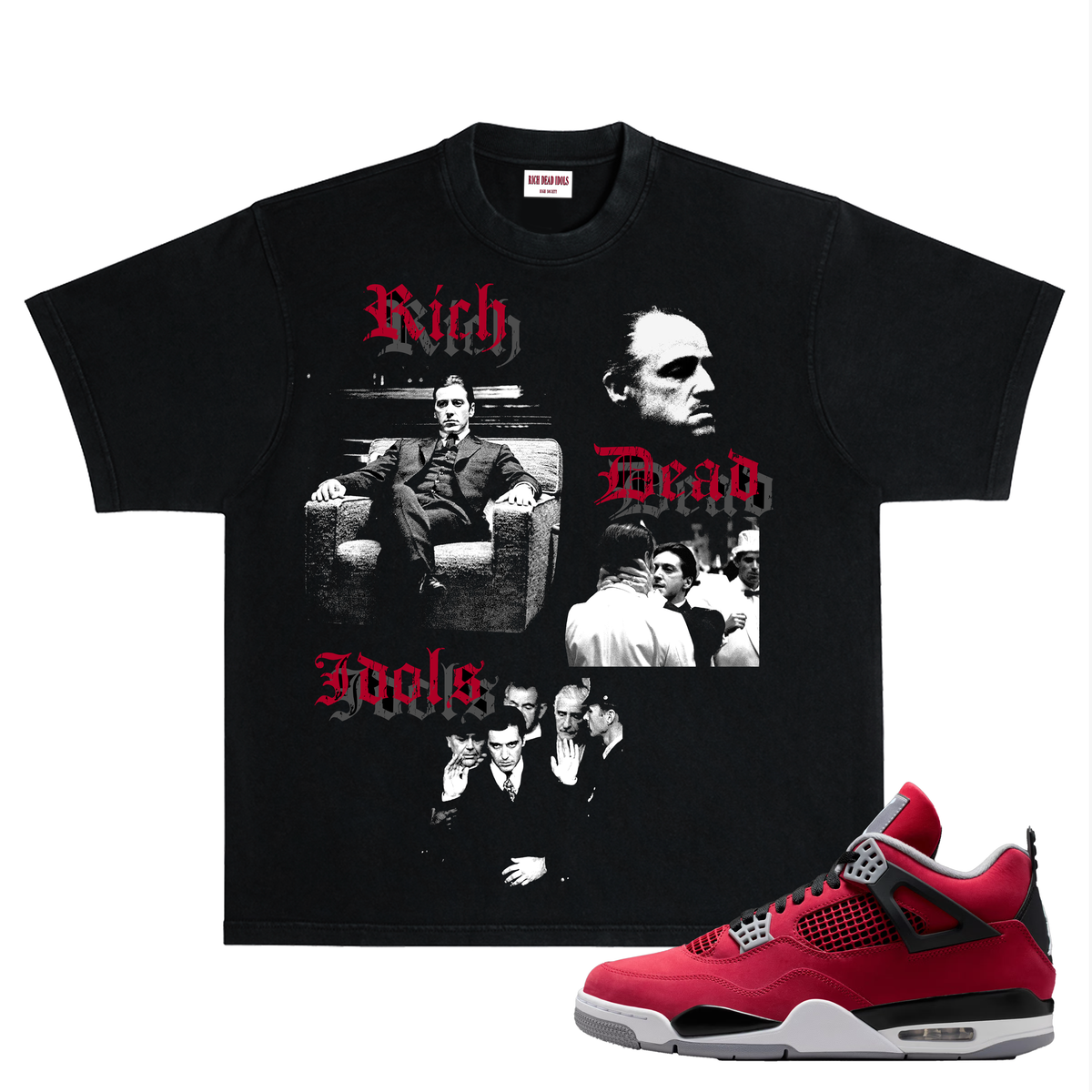Rich Dead Idols, "MICHAEL CORLEONE" T-SHIRT BLACK AND RED