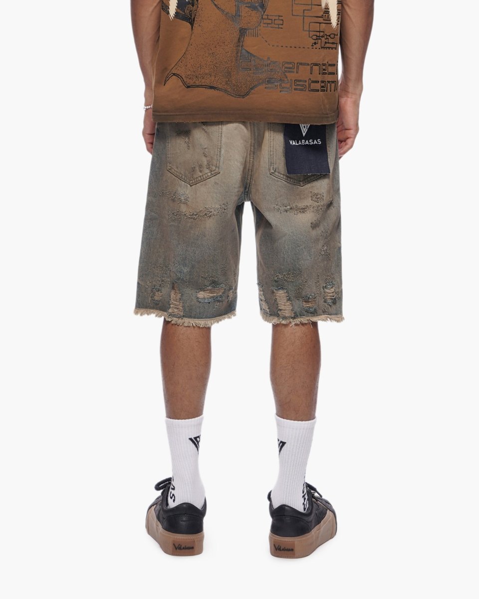 VALABASAS CLIPPED DENIM SHORTS – DIRTY VINTAGE BLUE