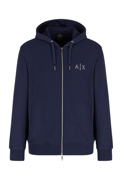 armani exchange blue sweatshirt zip up
