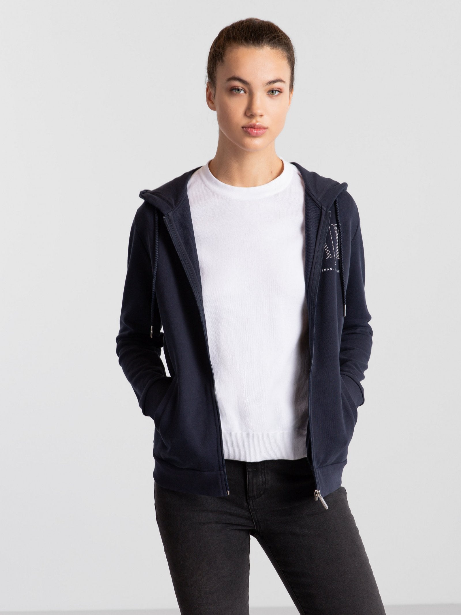 armani exchange navy zip up sweatshirt hoodies