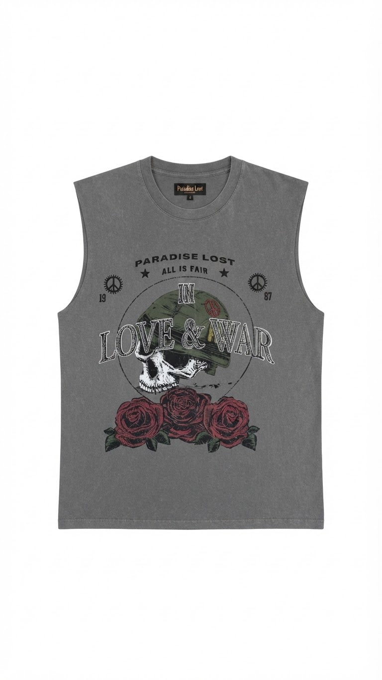 Paradise Lost Love is a Battlefield Cutoff Tee (Cement)