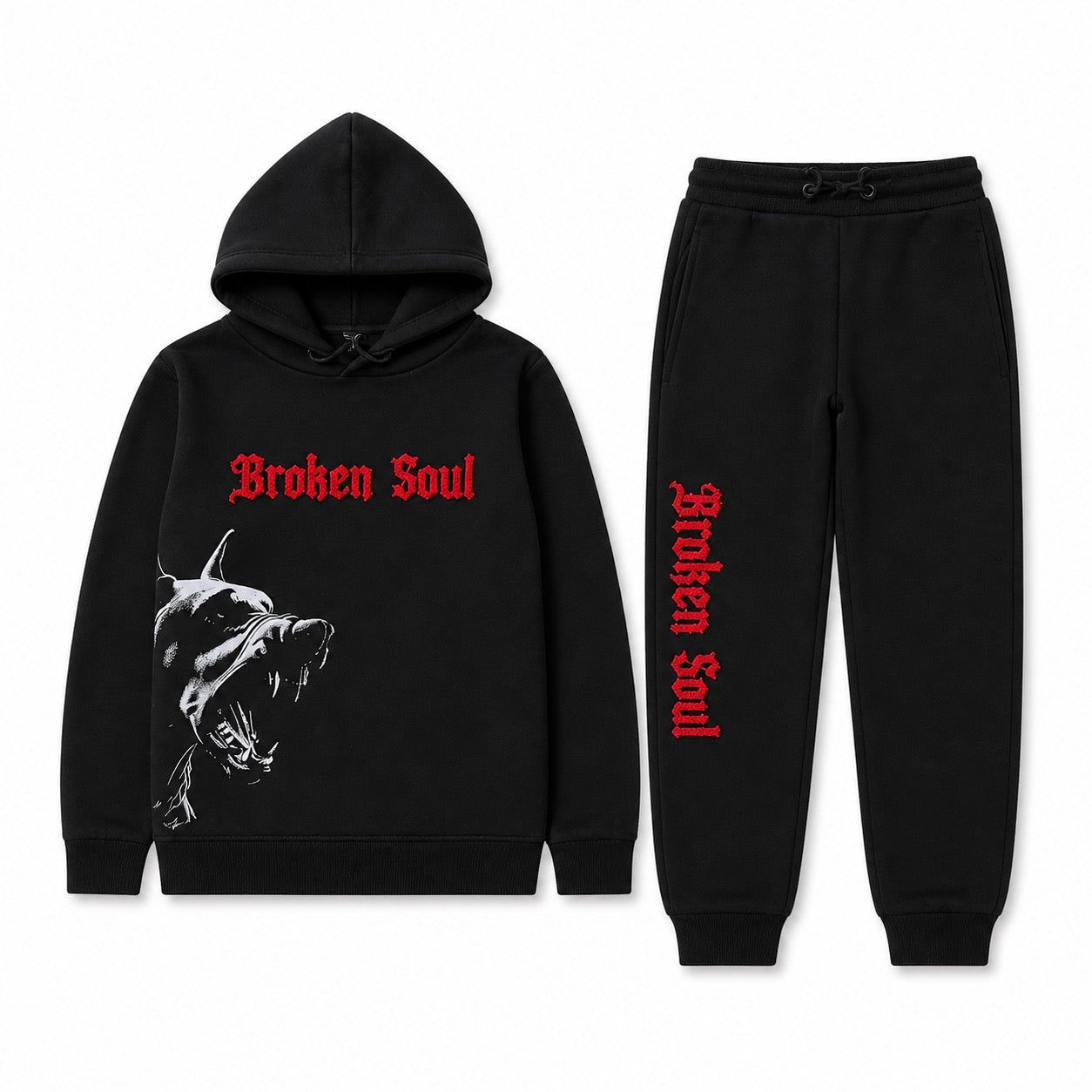 Rawyalty Black Graphic Hoodie & Jogger Set Premium Fleece Streetwear