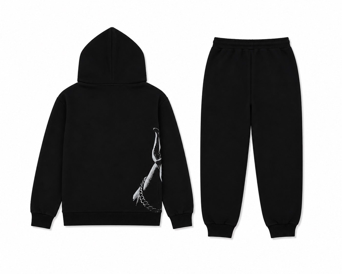 Rawyalty Black Graphic Hoodie & Jogger Set Premium Fleece Streetwear